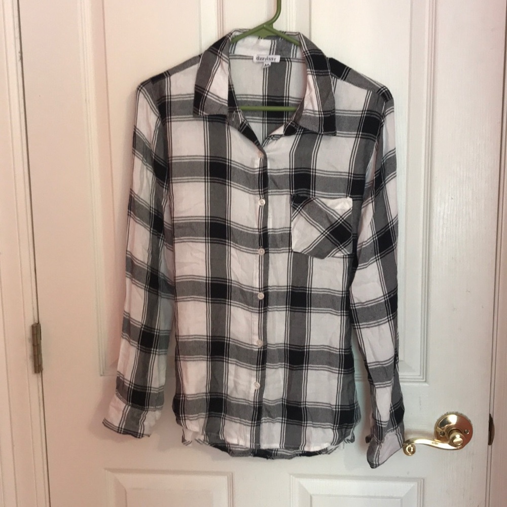 Black and white plaid button down
